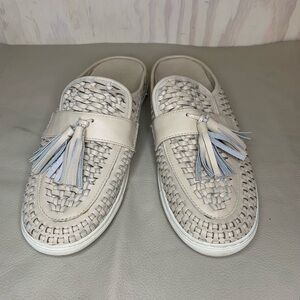 J/Slides Carissa Nude Leather Tasseled Mule Slip On​​​​​